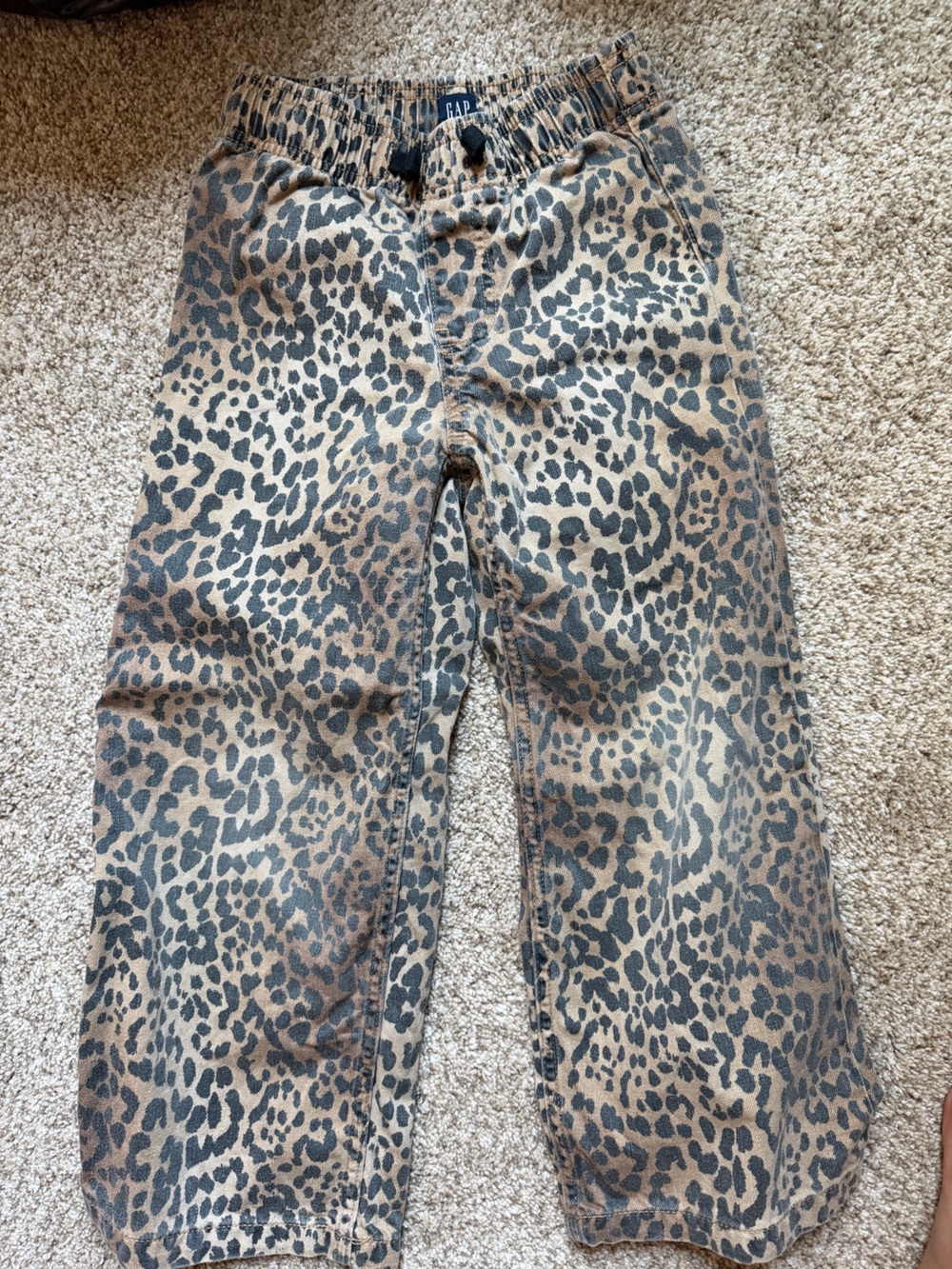 Girls GAP Leopard-Print Wide-Leg Pull-On jeans